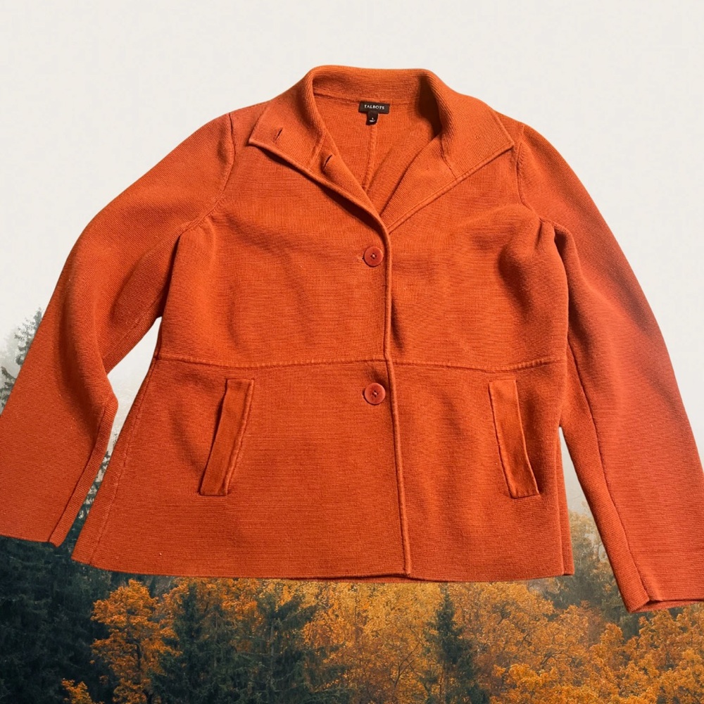 Talbots Orange Button Front Blazer Jacket